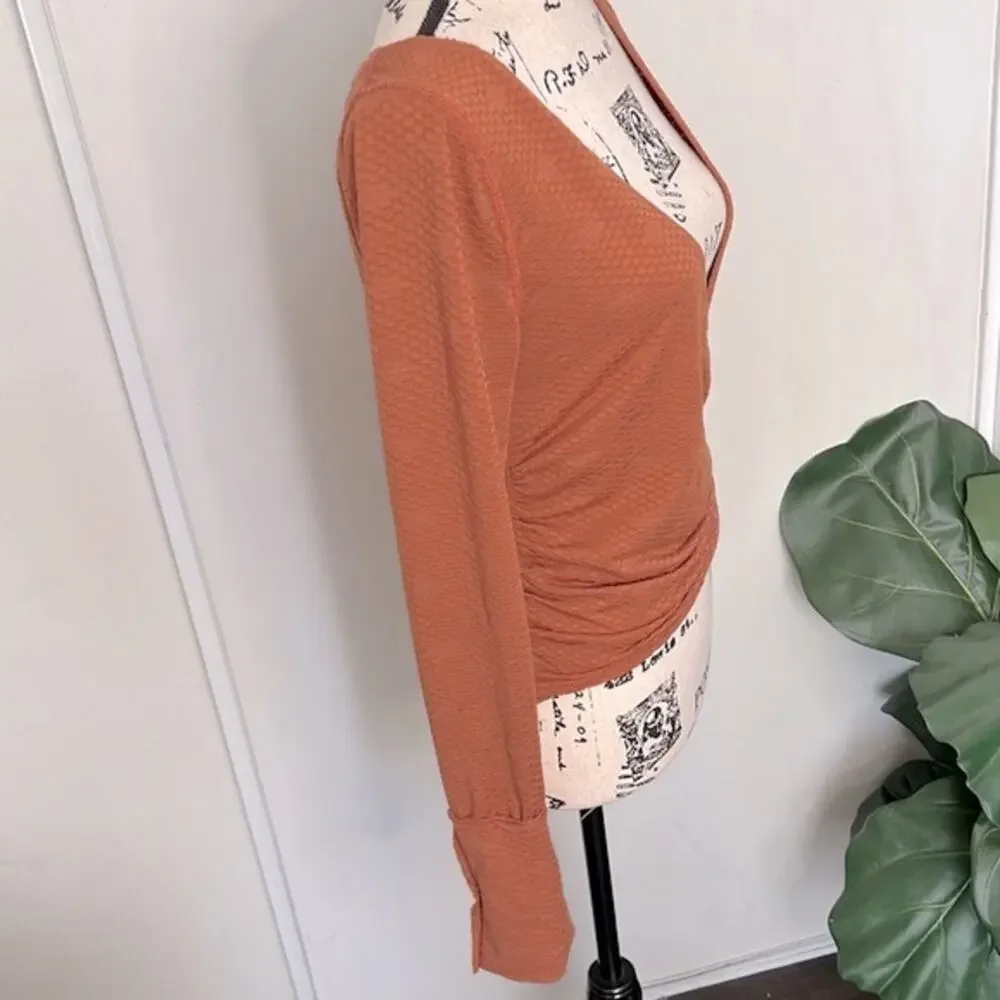 NWT! FREE PEOPLE Penny Plunge Neck Stretch Cotton Top Size Medium
